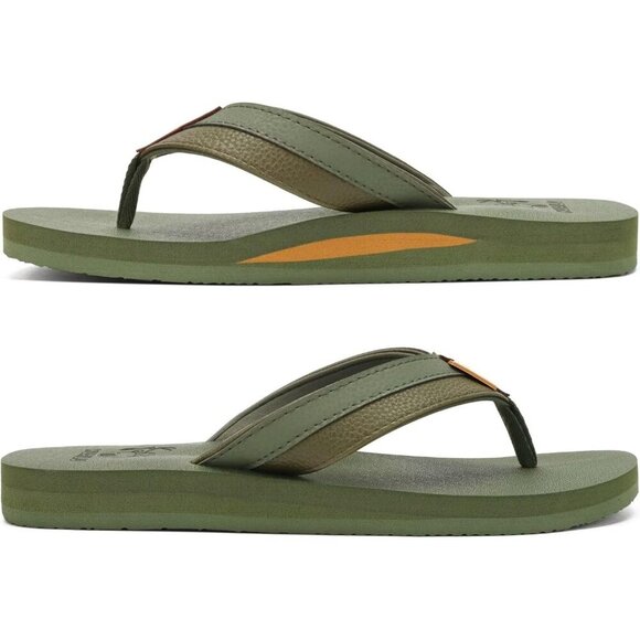 〽️Men\'s Flip Flop Sandal Green Leather Slip On Arch Support Comfort Shoes main image 6